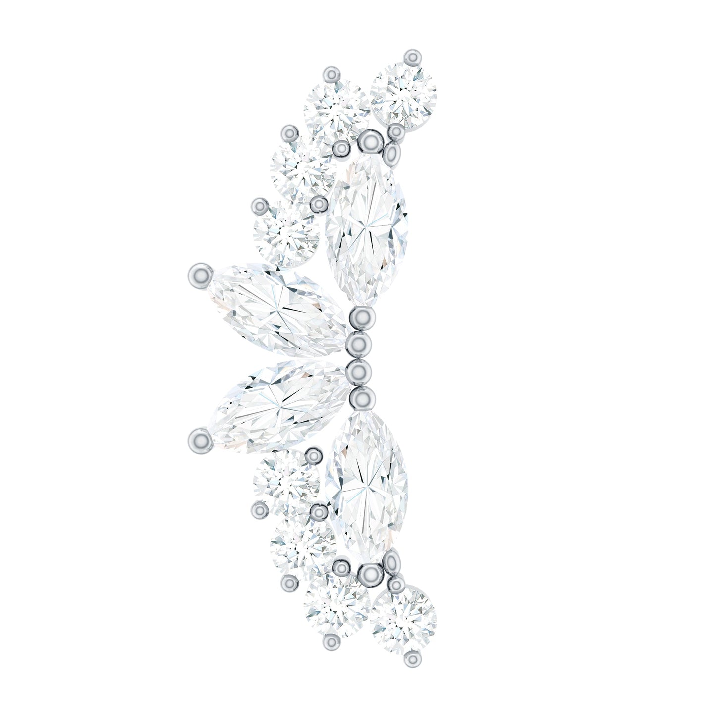 Marquise and Round Moissanite Curved Crawler Earring