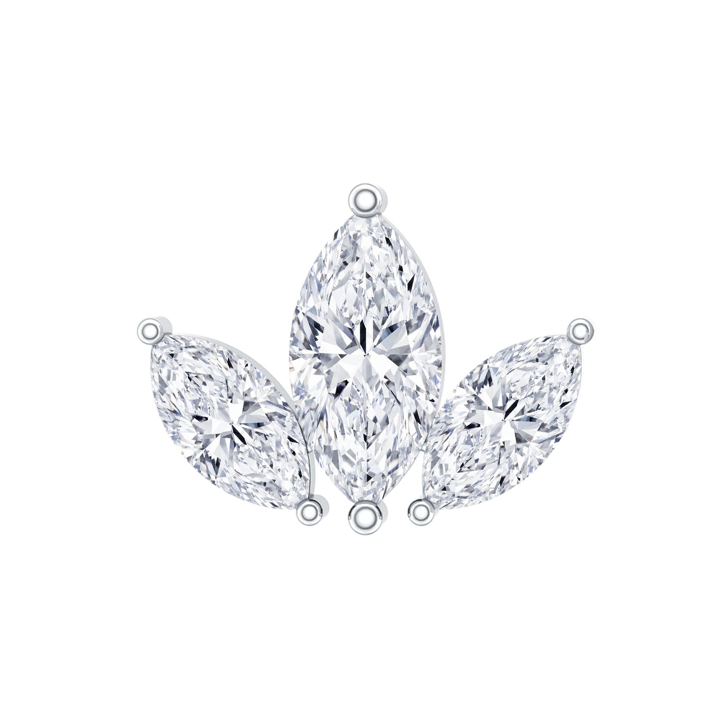 Marquise Cut Diamond Lotus Flower Earring for Helix Piercing