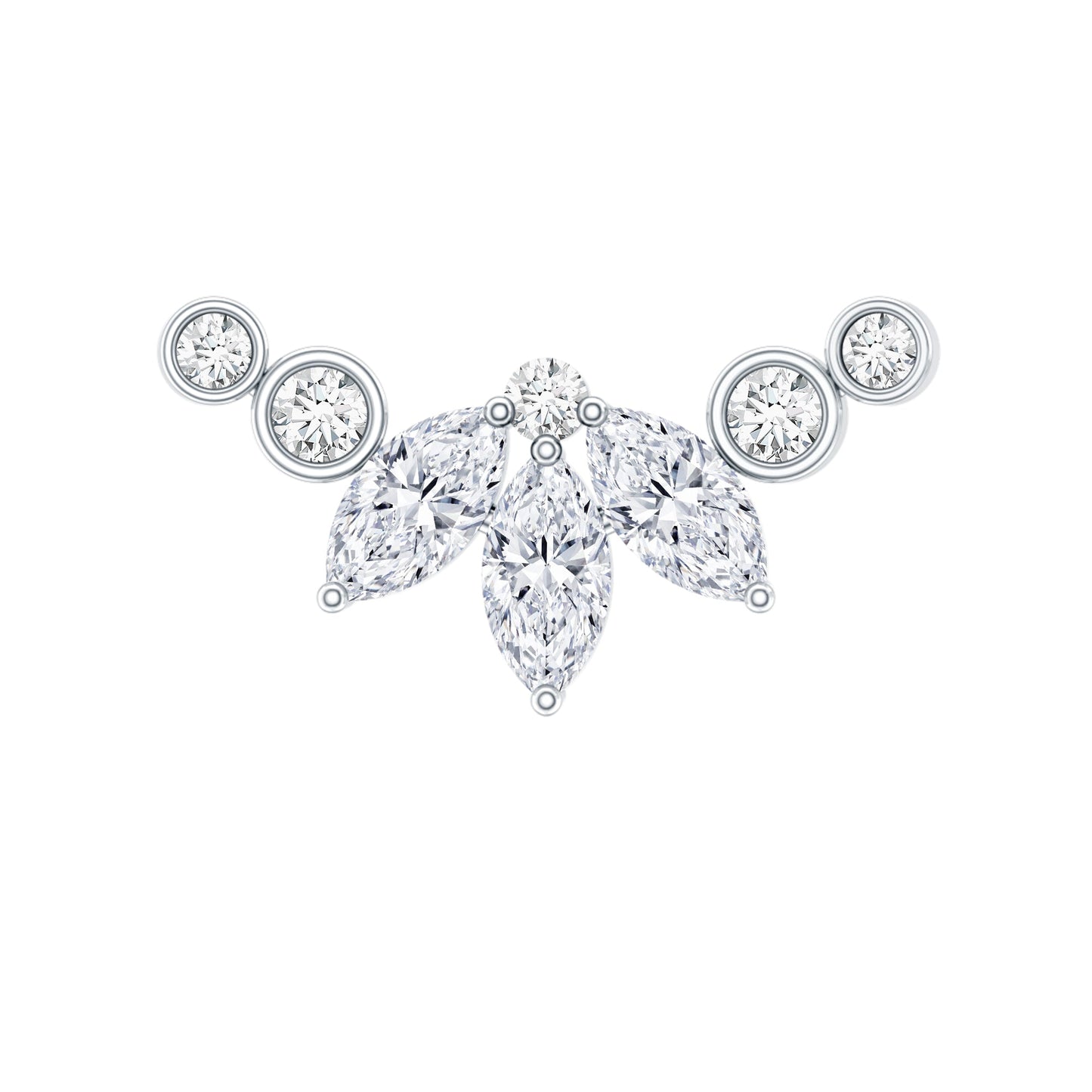 Marquise Moissanite Curved Crawler Earring for Helix Piercing