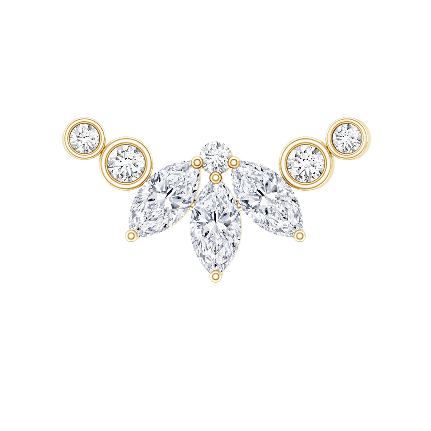 Marquise Moissanite Curved Crawler Earring for Helix Piercing