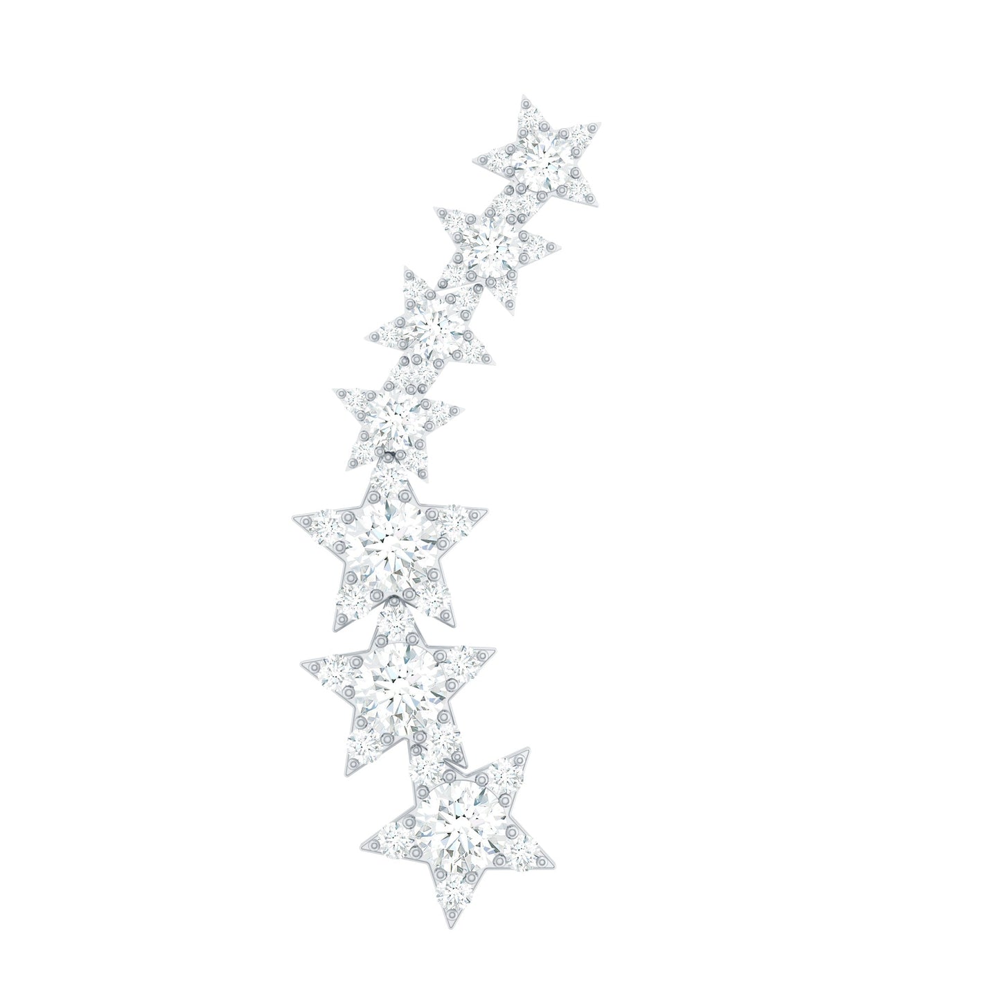 Graduated Diamond Star Crawler Earring for Helix Piercing