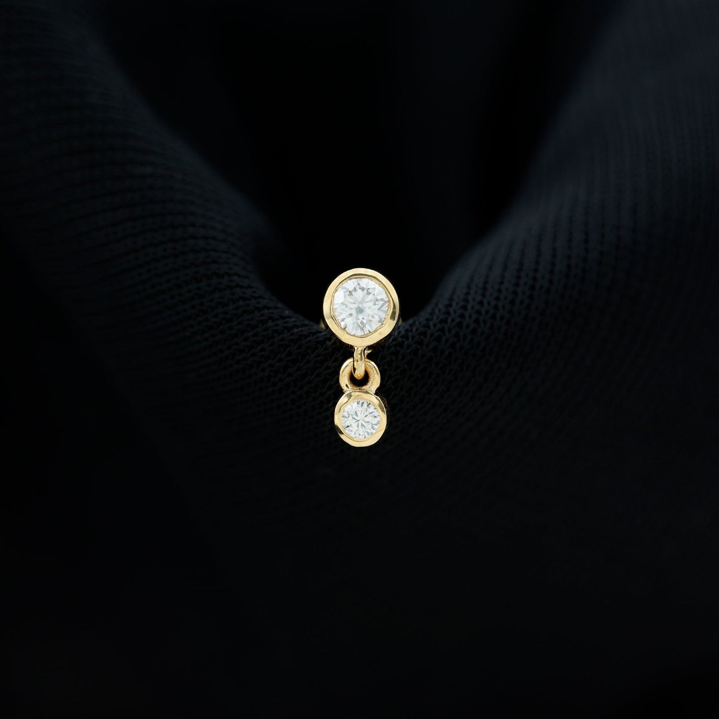 Certified Round Diamond Helix Drop Earring in Bezel Set