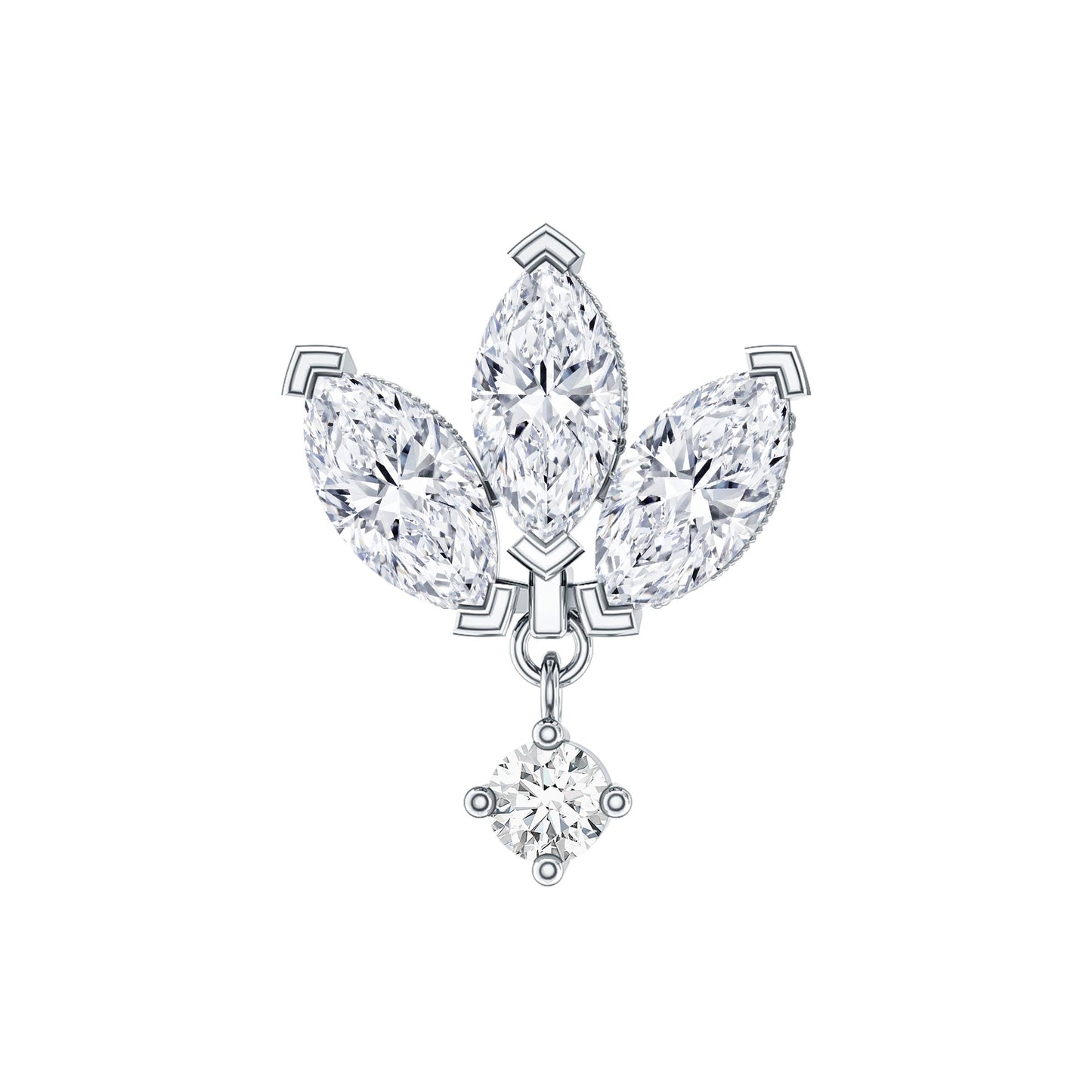 Real Diamond Lotus Flower Drop Earring for Cartilage Piercing