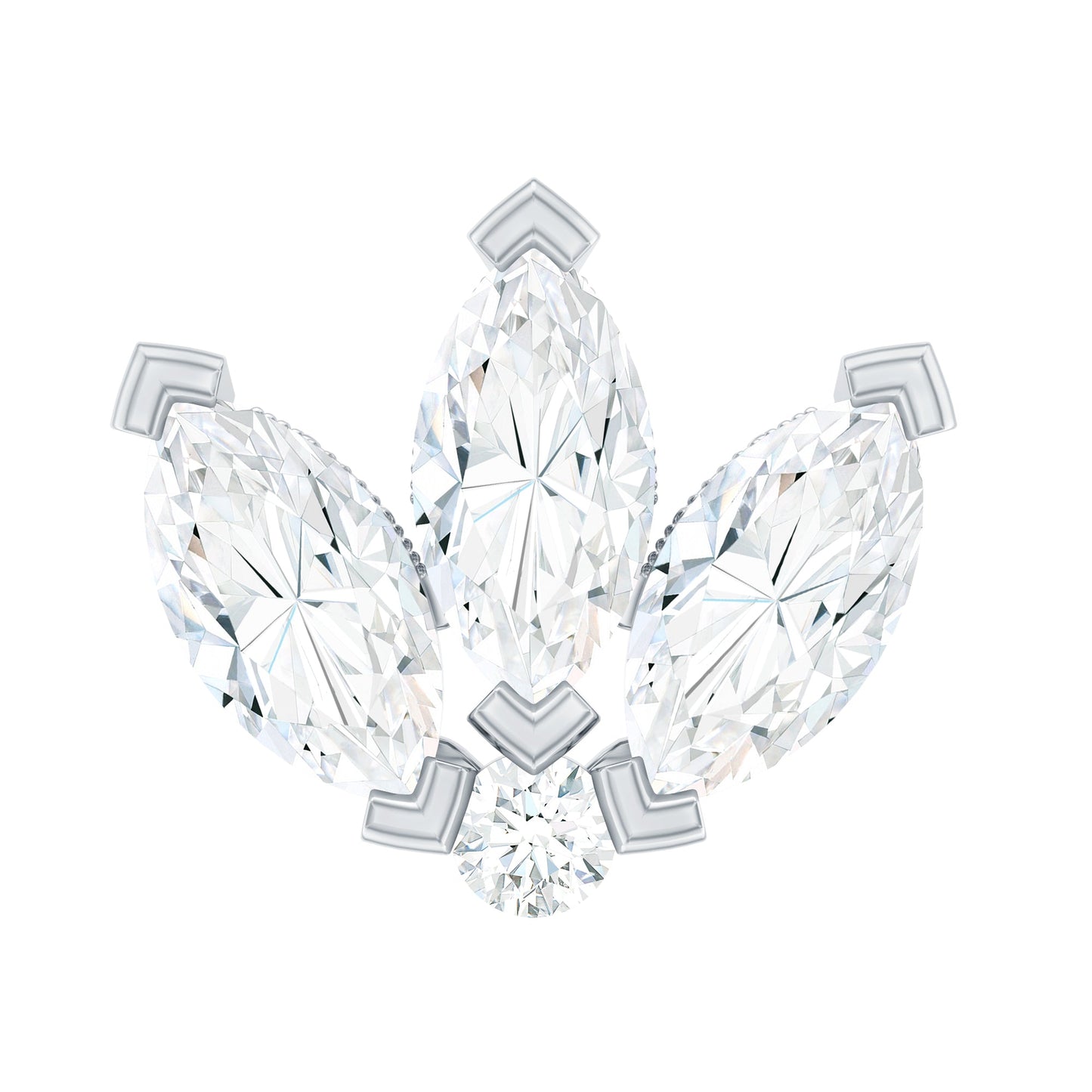 Certified Marquise Moissanite Lotus Flower Earring for Helix Piercing
