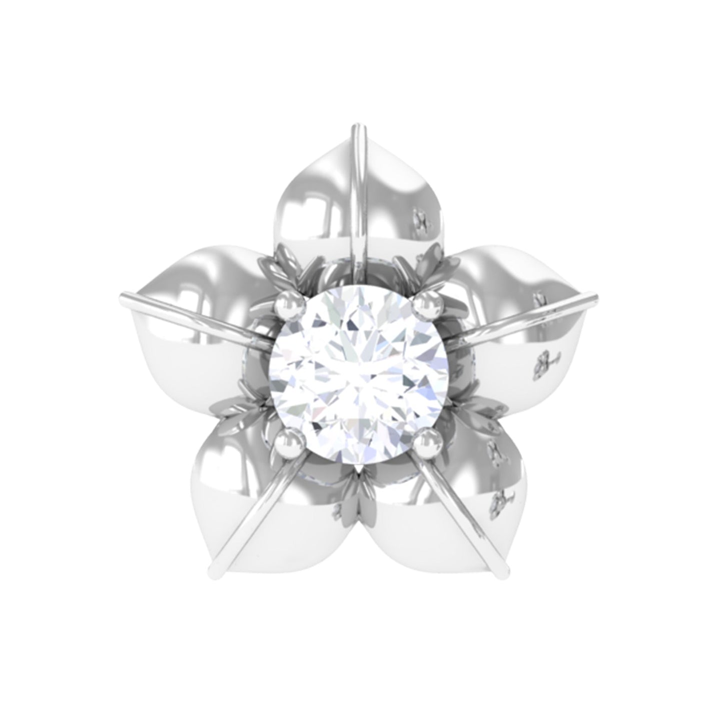 Round Moissanite Flower Earring for Helix Piercing