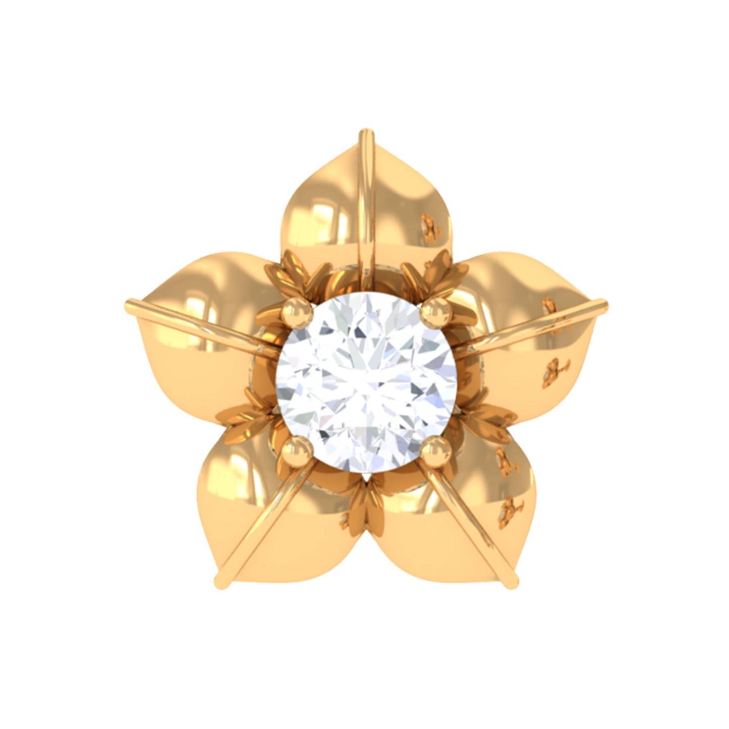 Round Moissanite Flower Earring for Helix Piercing