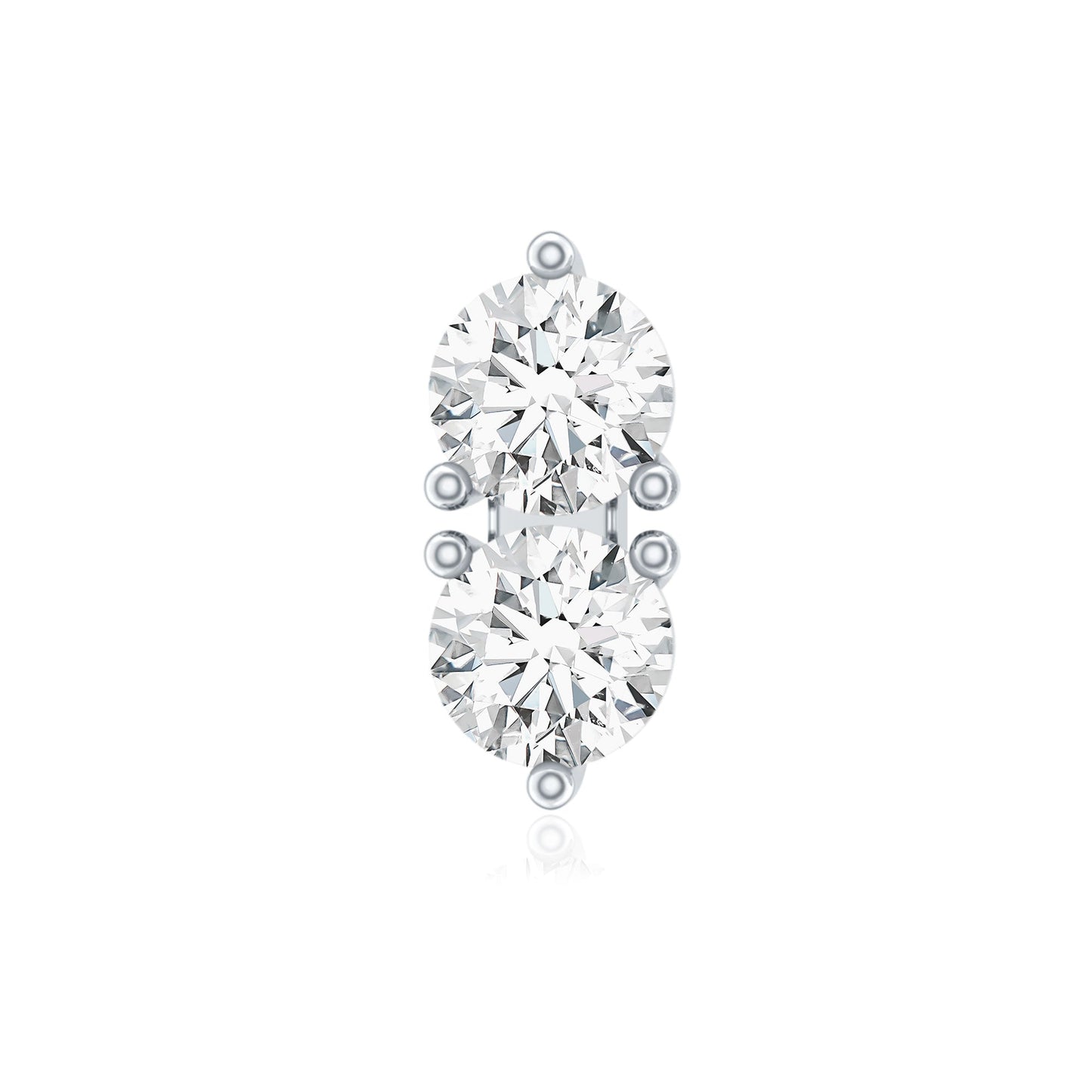 Natural Diamond 2 Stone Earring for Tragus Piercing