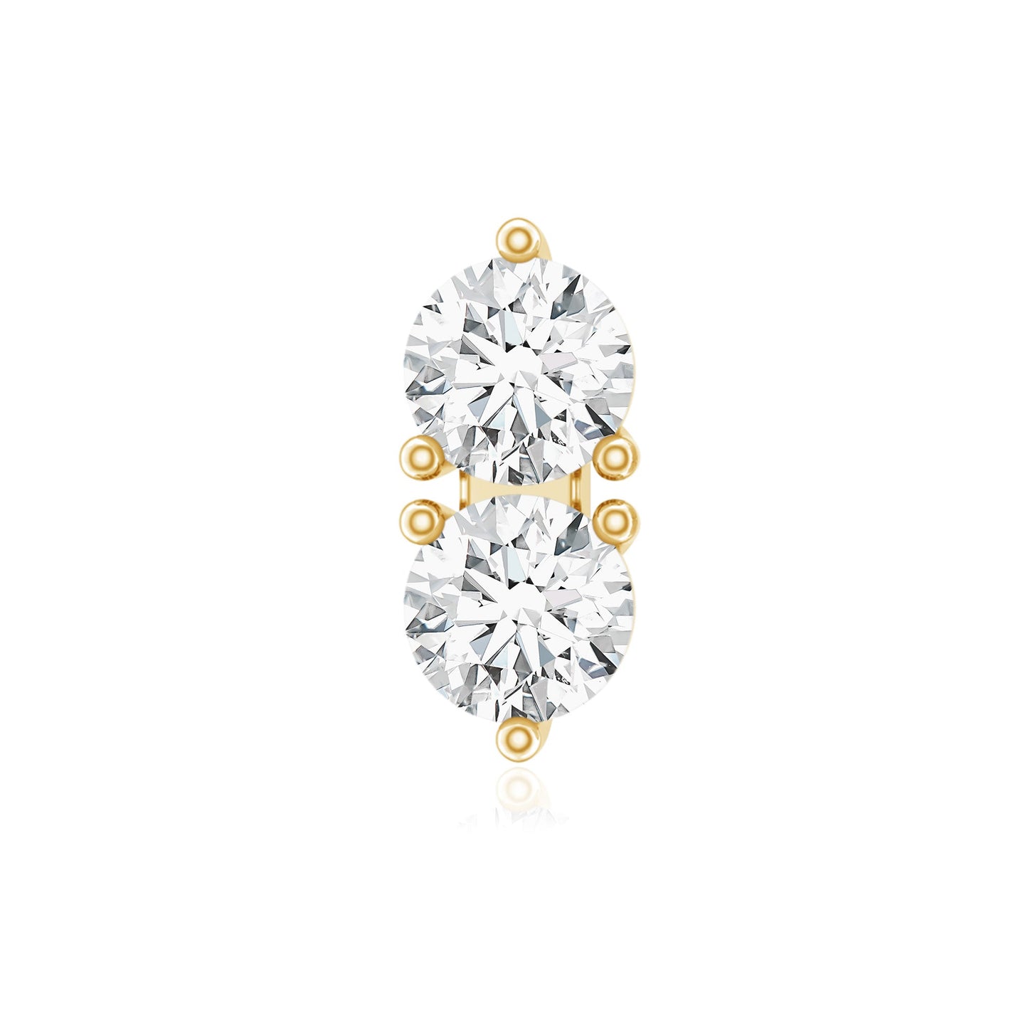 Natural Diamond 2 Stone Earring for Tragus Piercing