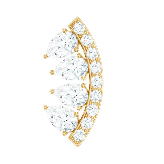 Pear and Round Moissanite Curved Cartilage Earring