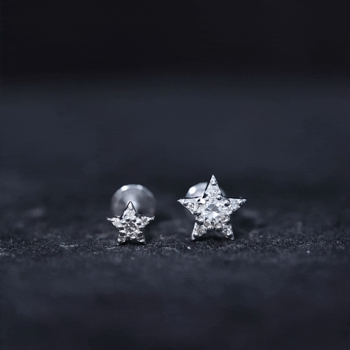 Minimalist Diamond Star Earring for Tragus Piercing
