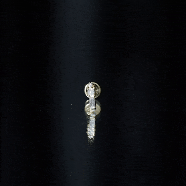 Genuine Diamond Three Stone Bar Tragus Earring