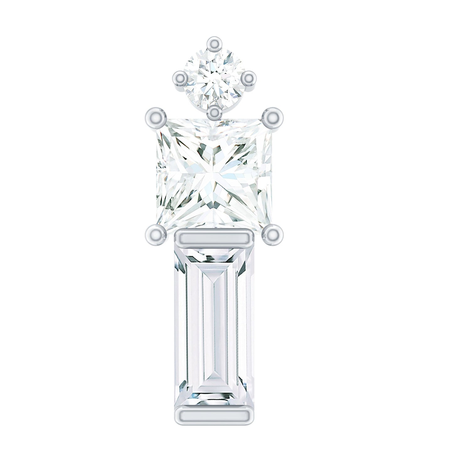 Genuine Diamond Three Stone Bar Tragus Earring