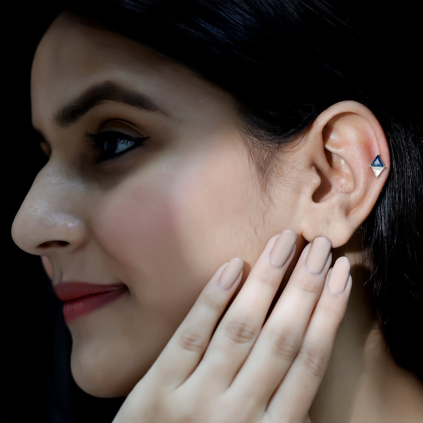 Triangle London Blue Topaz Geometric Earring