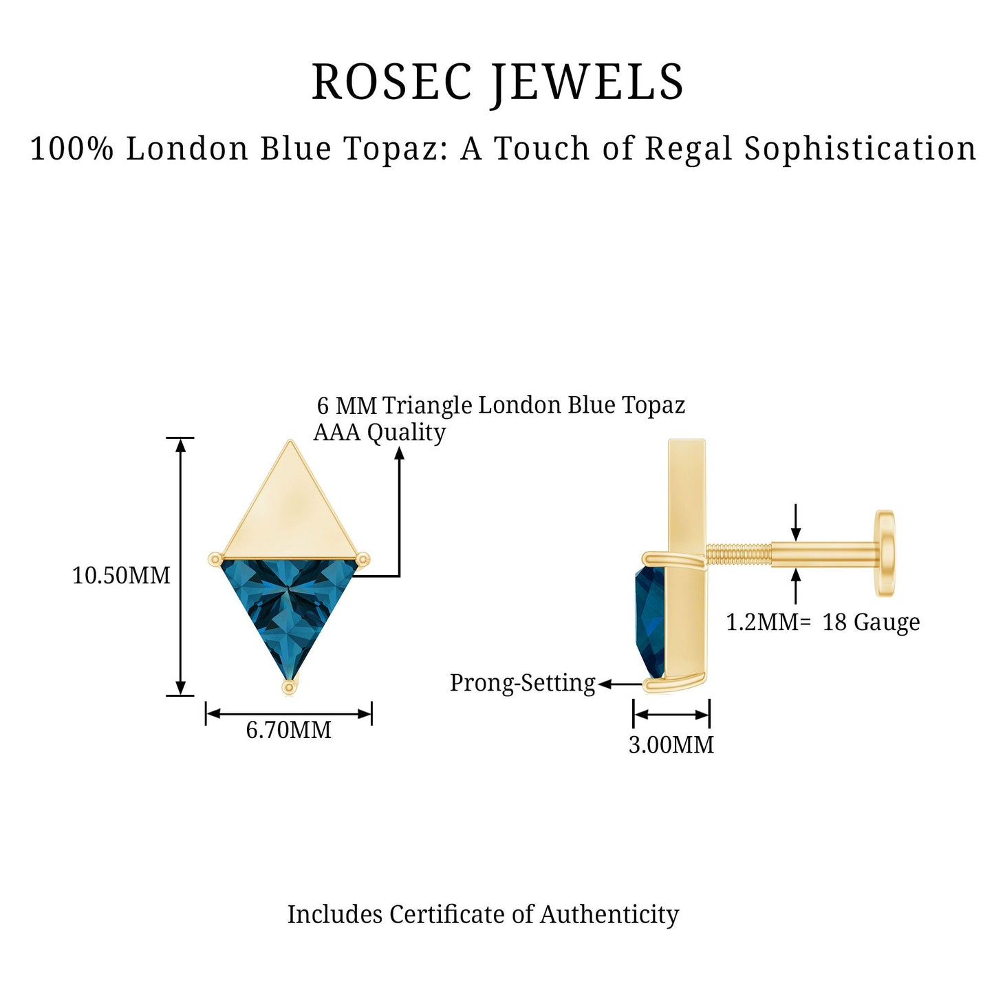 Triangle London Blue Topaz Geometric Earring