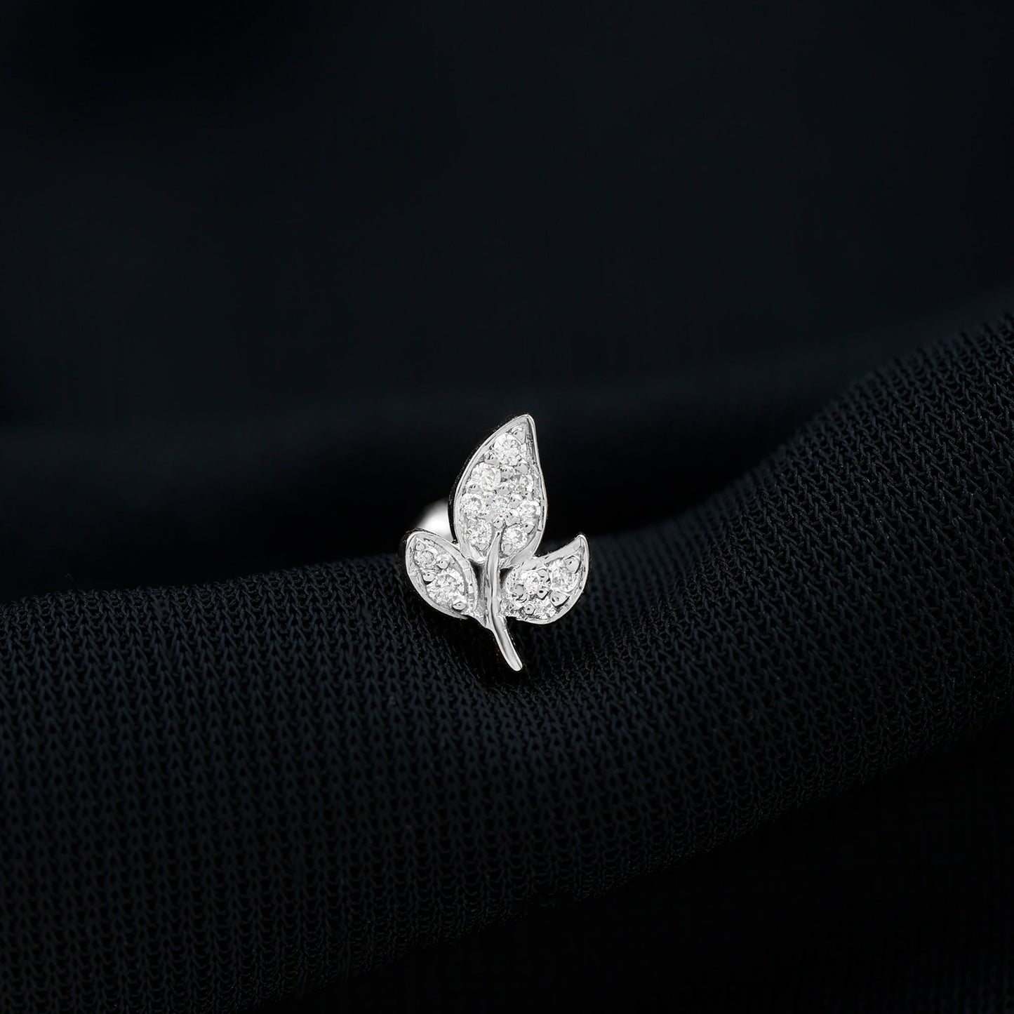Dainty Moissanite Leaf Earring for Cartilage Piercing
