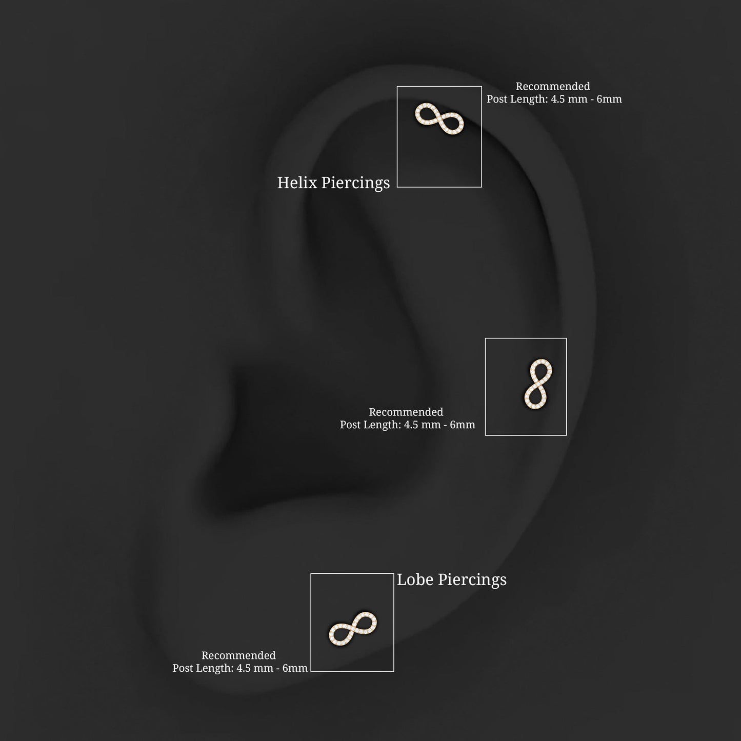 Round Diamond Infinity Earring for Cartilage Piercing
