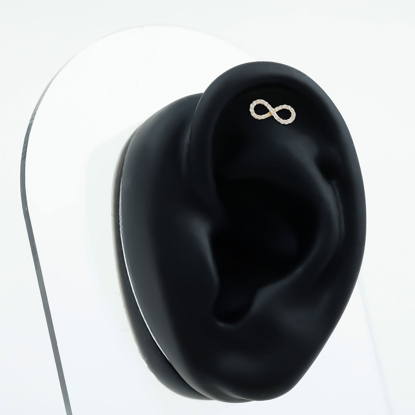 Round Diamond Infinity Earring for Cartilage Piercing