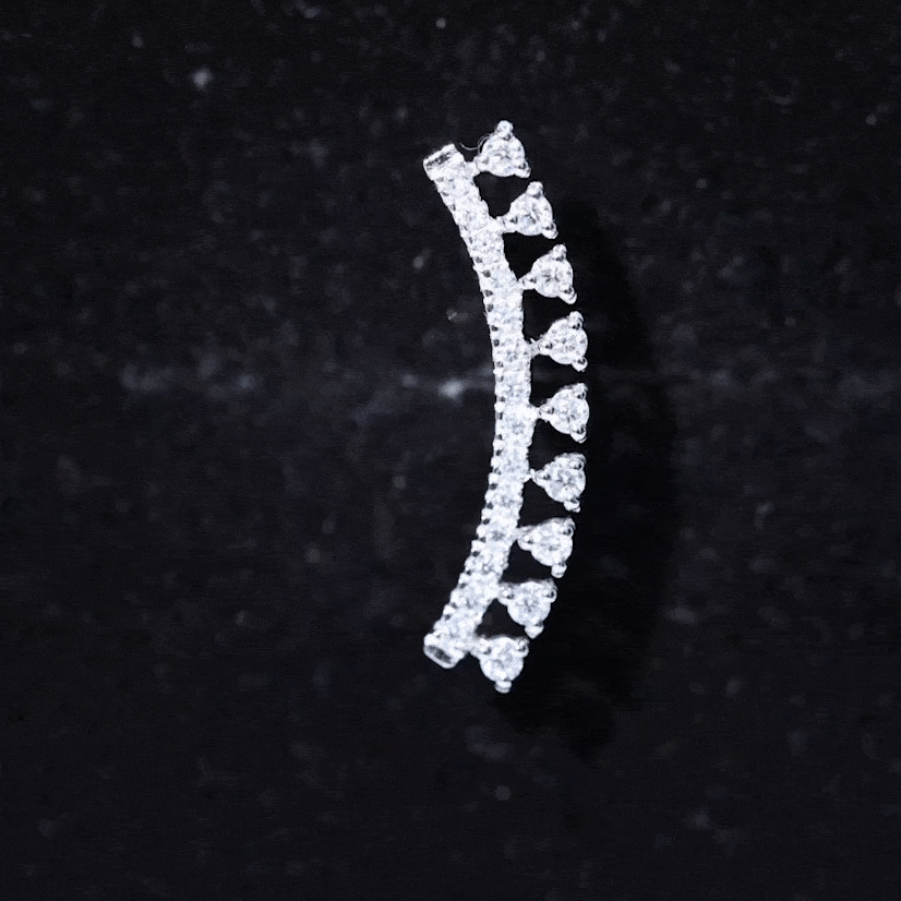 Certified Moissanite Curved Crawler Earring