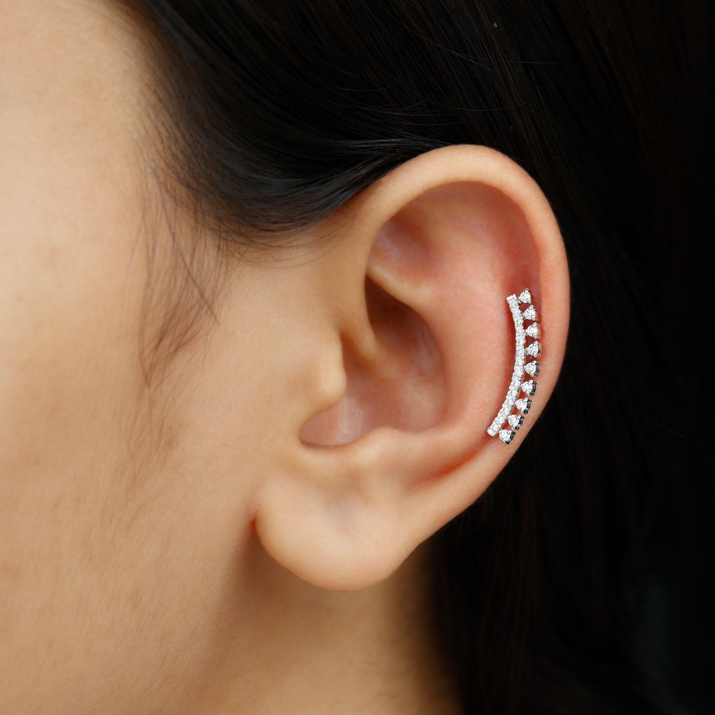 Certified Moissanite Curved Crawler Earring