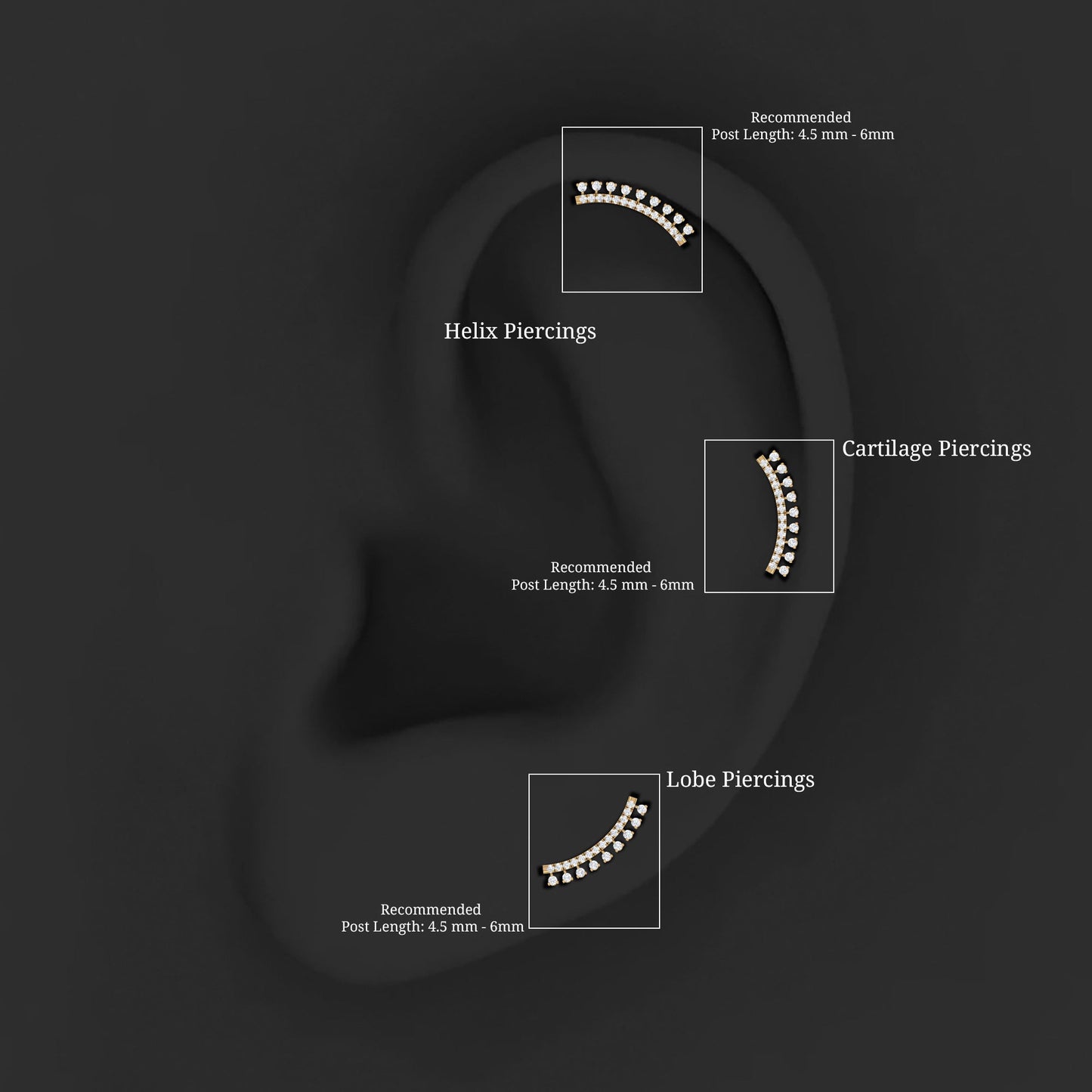Certified Moissanite Curved Crawler Earring