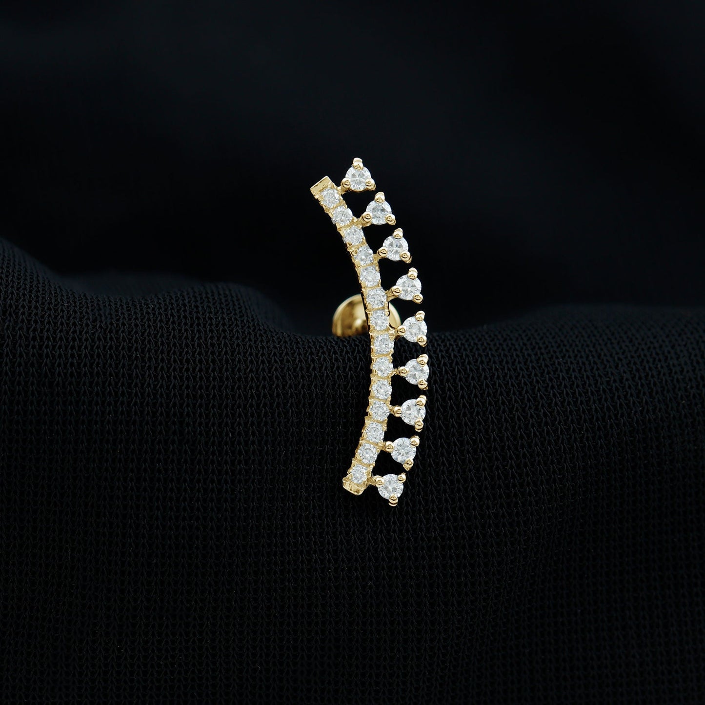 Certified Moissanite Curved Crawler Earring