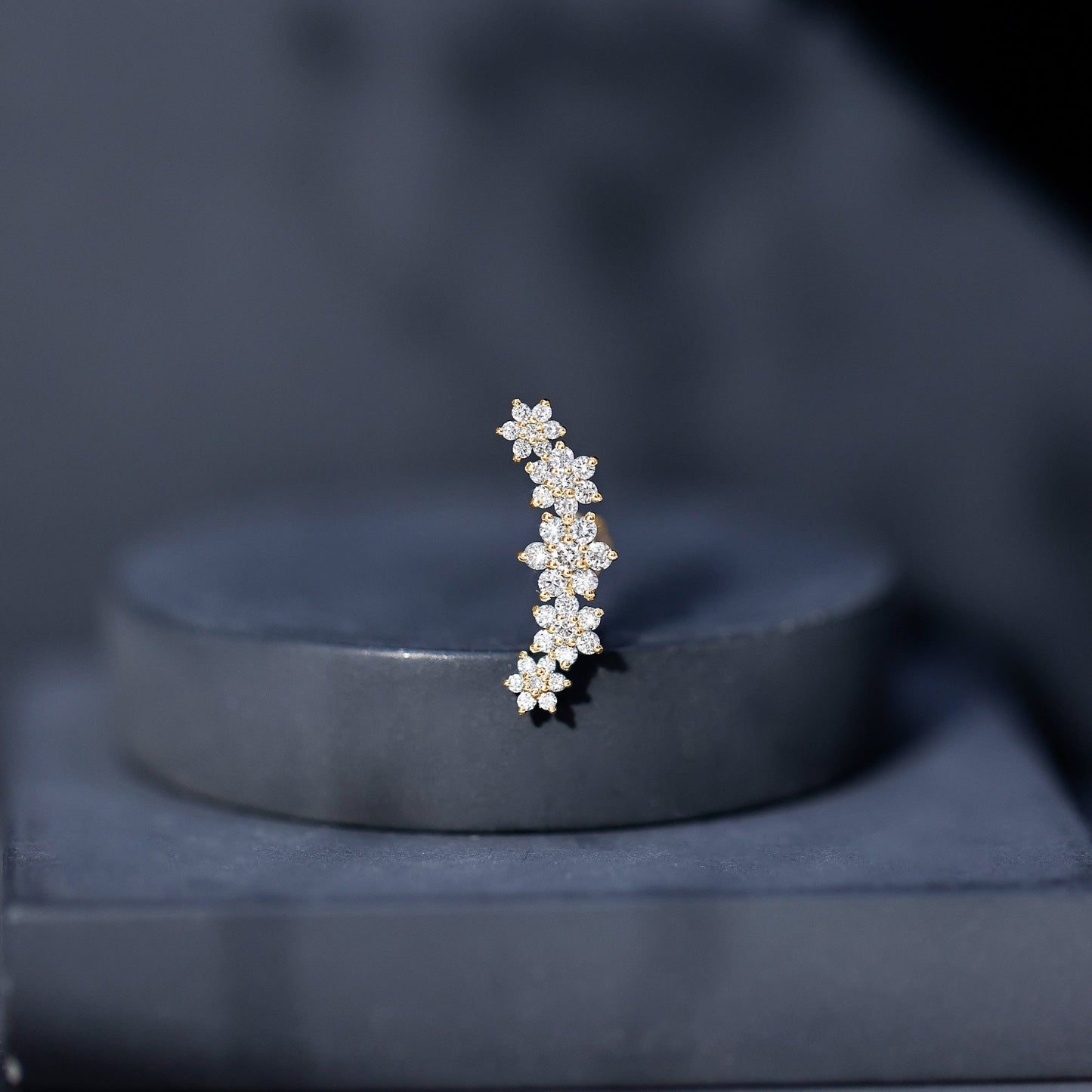 Diamond Flower Ear Crawler Earring