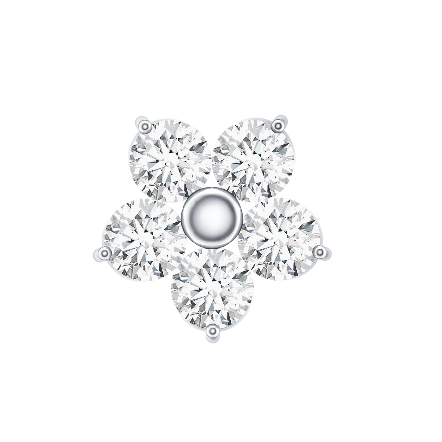 Certified Round Moissanite Flower Earring for Conch Piercing