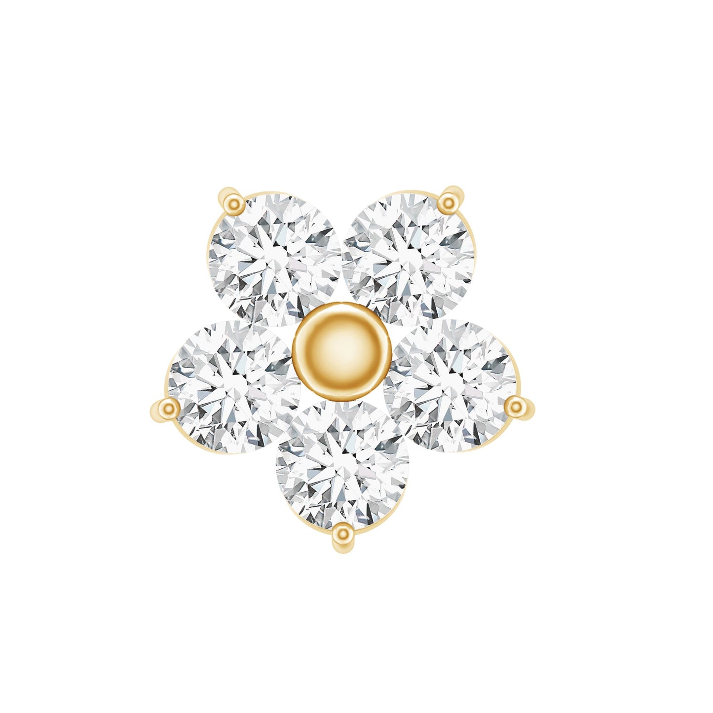Certified Round Moissanite Flower Earring for Conch Piercing