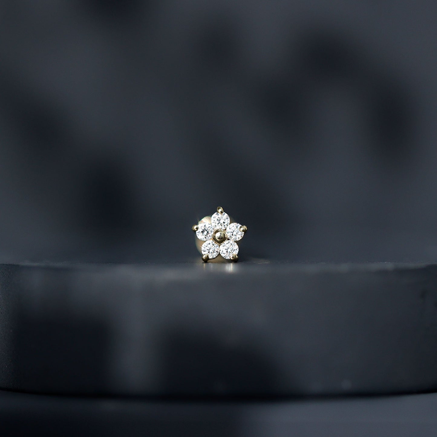 Certified Round Moissanite Flower Earring for Conch Piercing
