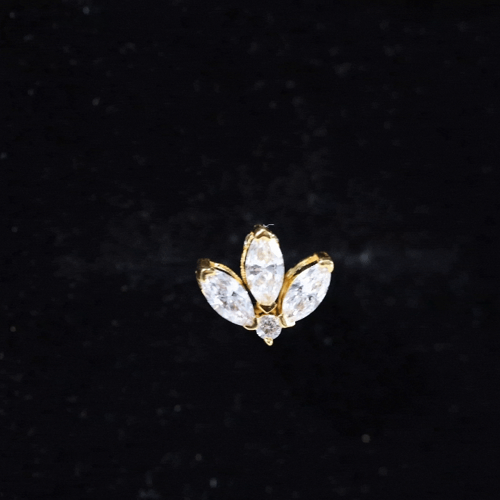Marquise Diamond Lotus Flower Earring for Helix Piercing