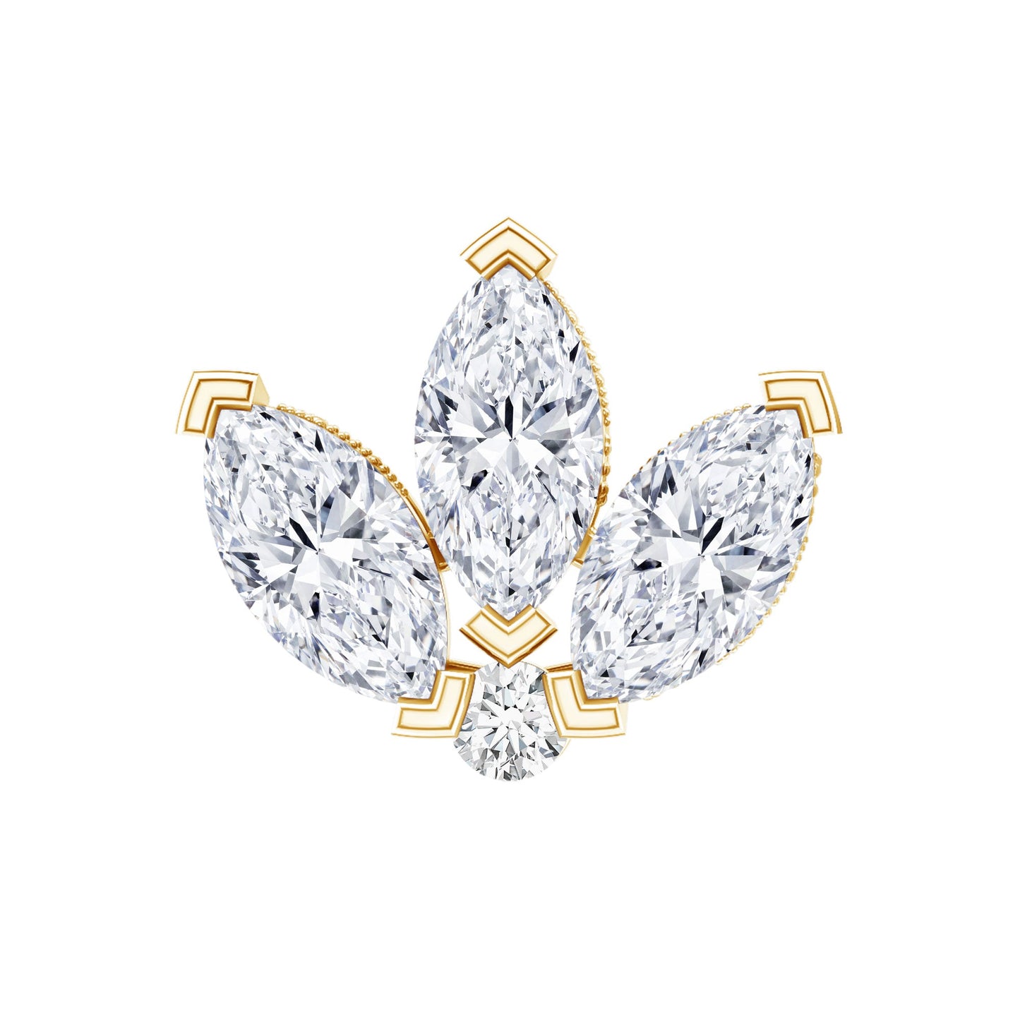 Marquise Diamond Lotus Flower Earring for Helix Piercing