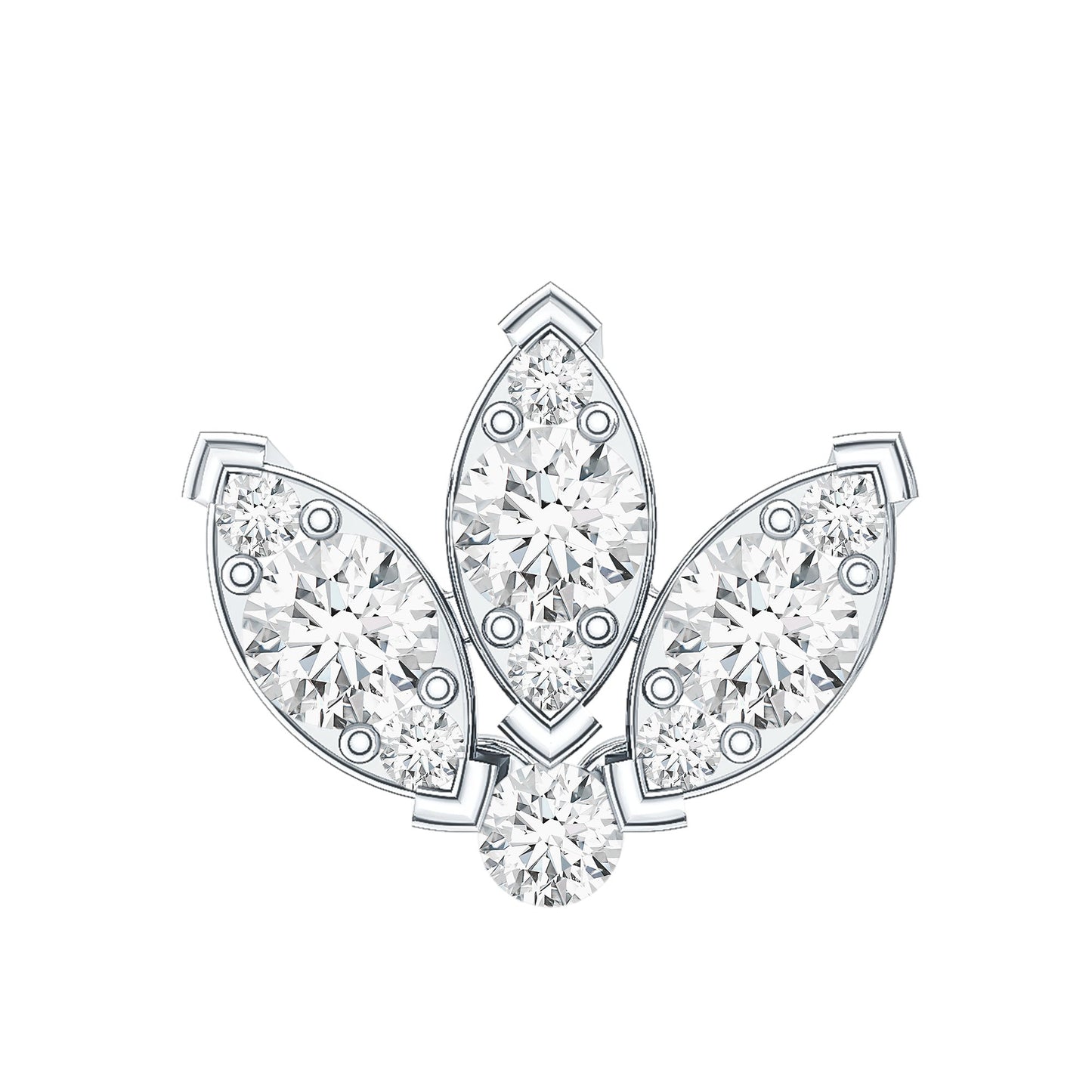 Certified Moissanite Lotus Earring for Cartilage Piercing