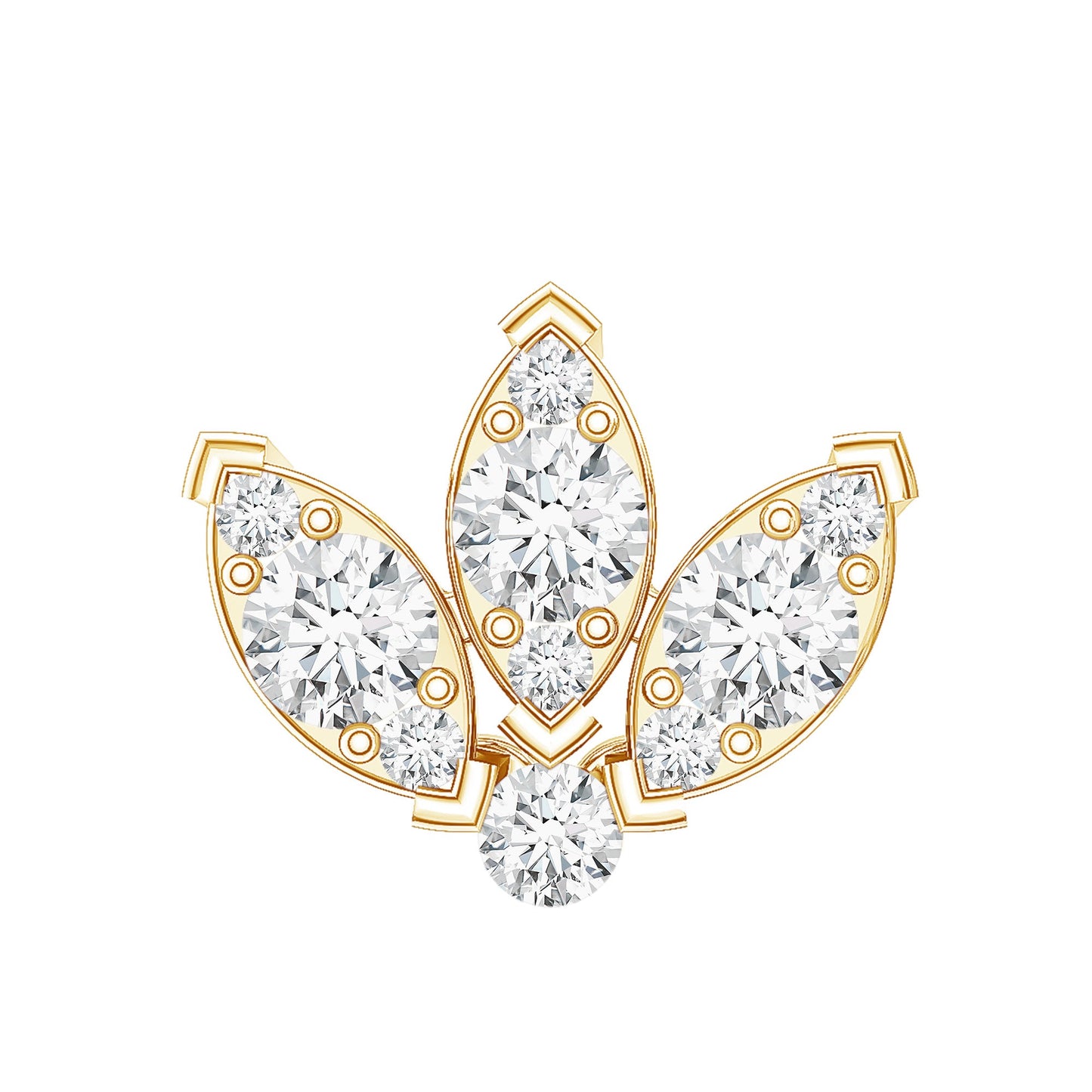 Certified Moissanite Lotus Earring for Cartilage Piercing