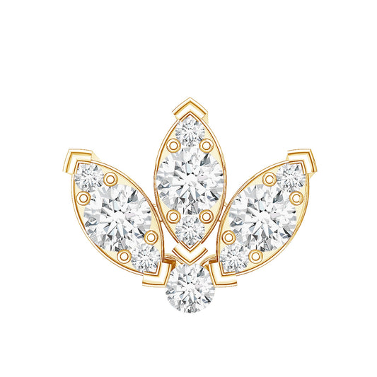 Certified Moissanite Lotus Earring for Cartilage Piercing