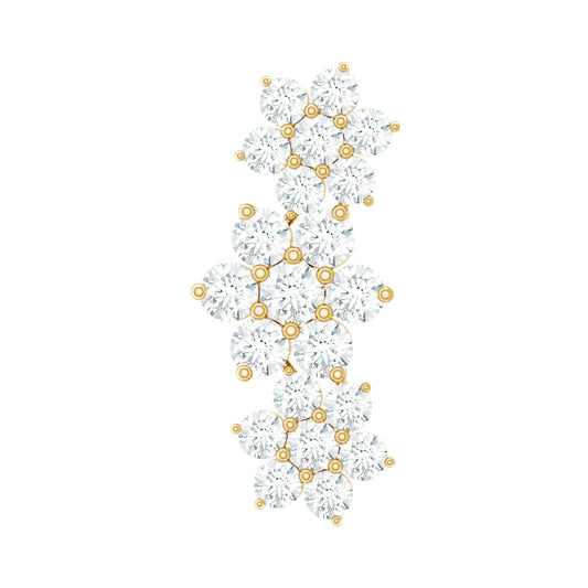 Certified Moissanite Flower Ear Climber Earring