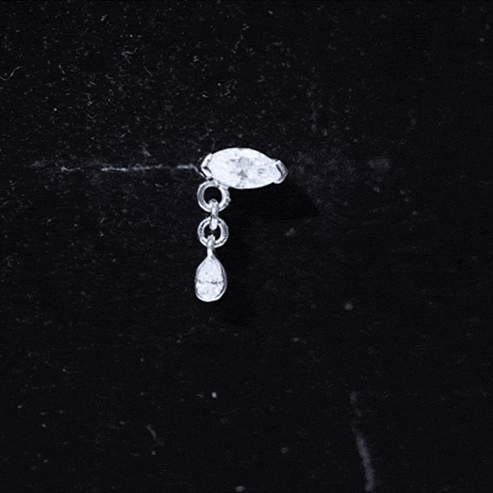 Real Marquise Diamond Cartilage Drop Earring