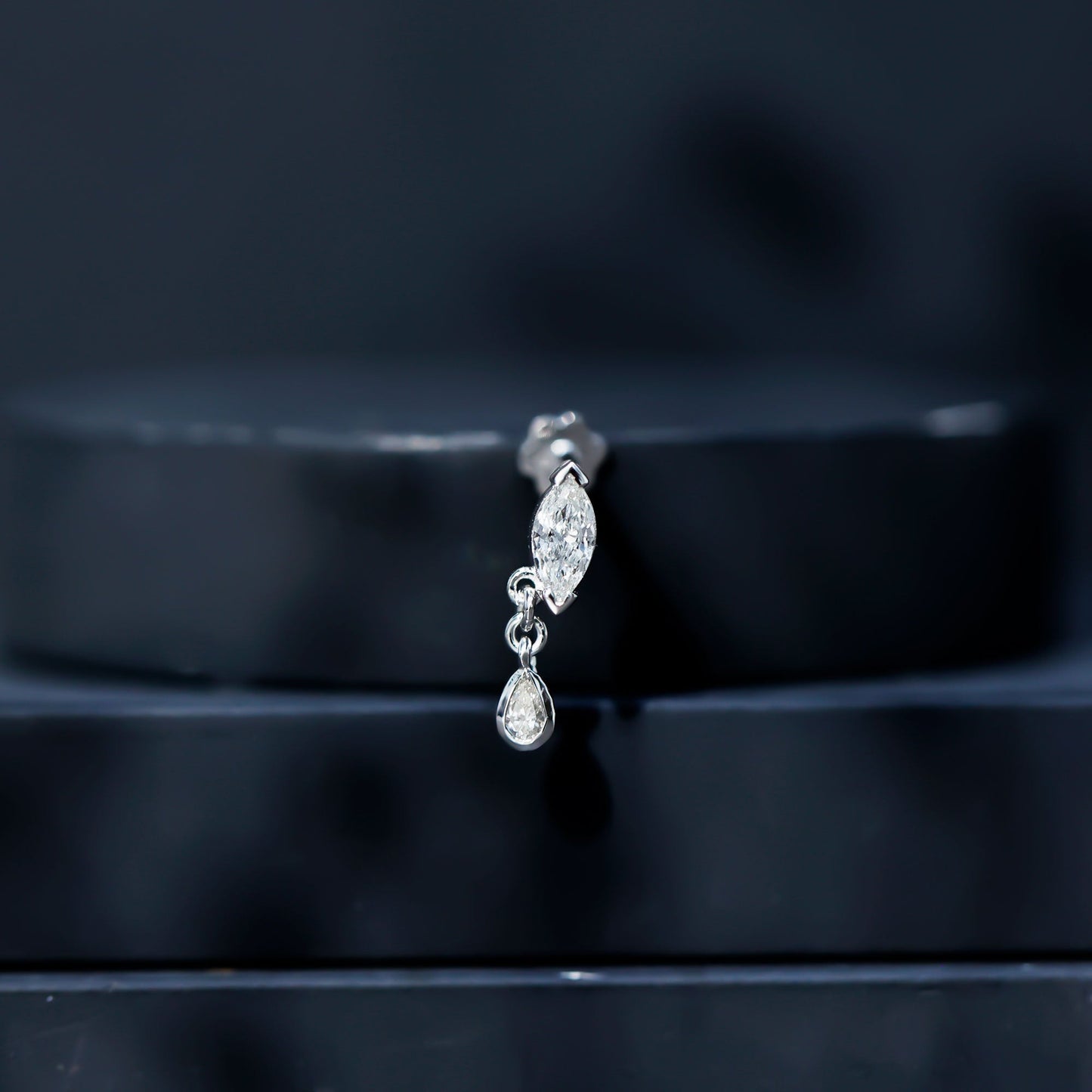 Real Marquise Diamond Cartilage Drop Earring