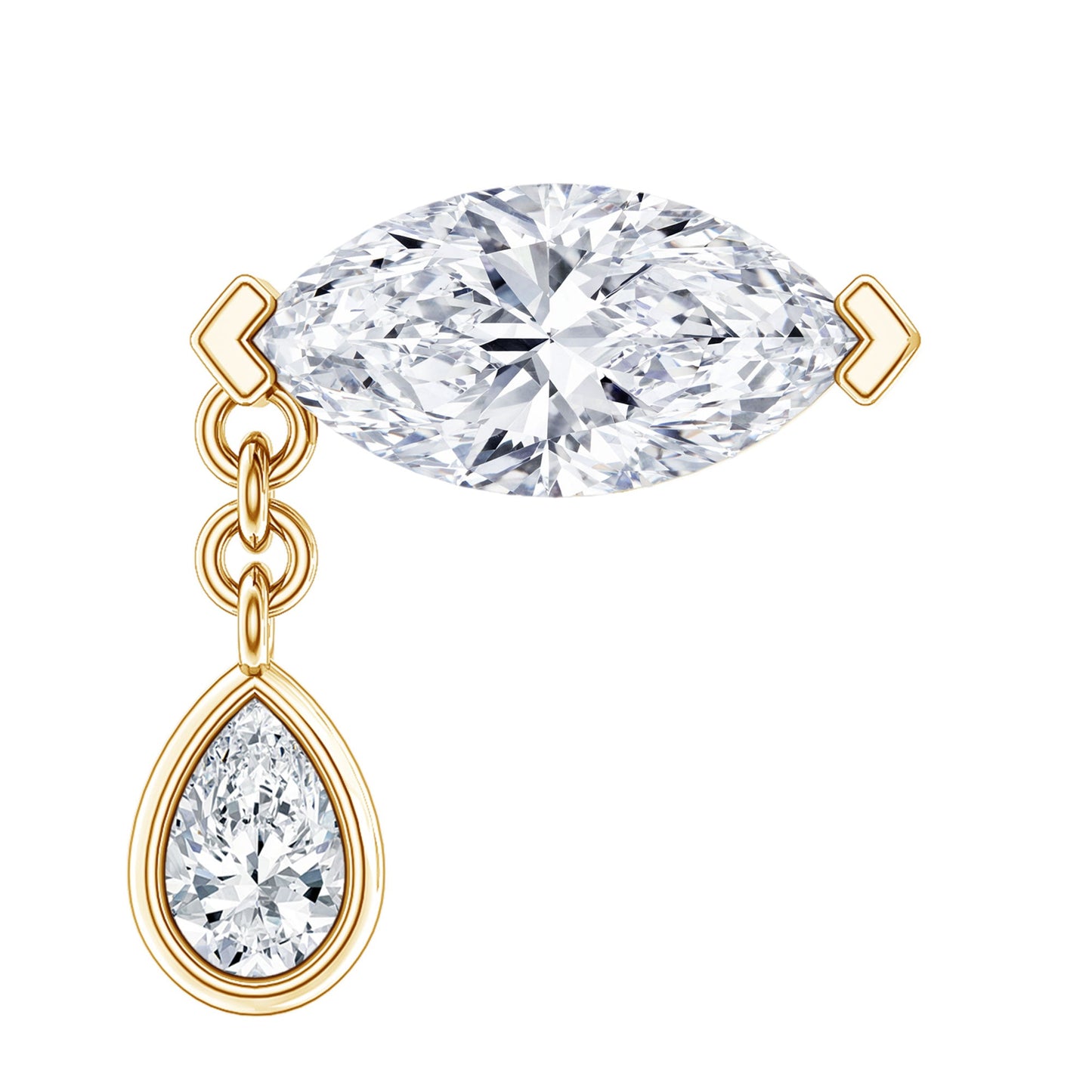 Real Marquise Diamond Cartilage Drop Earring