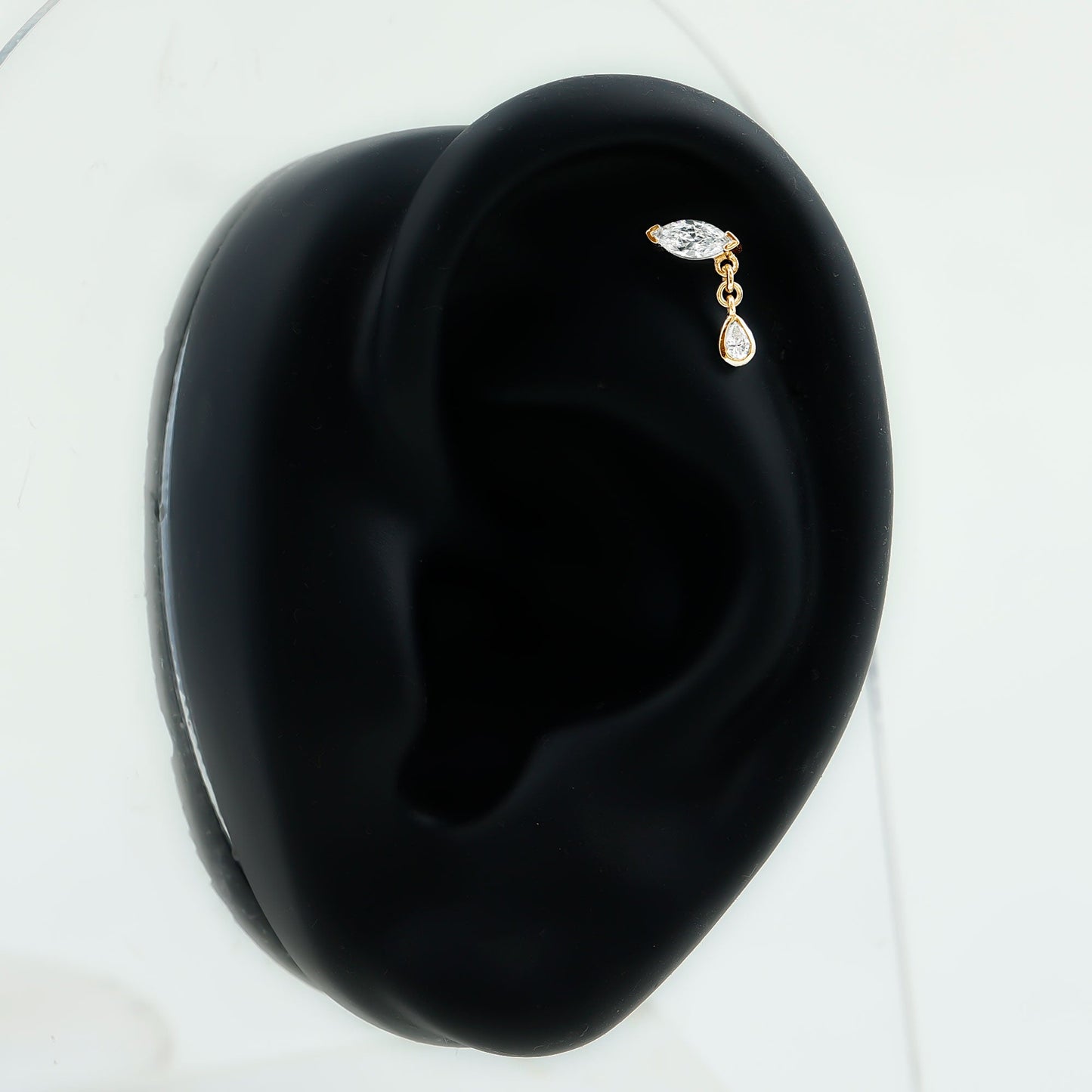 Real Marquise Diamond Cartilage Drop Earring
