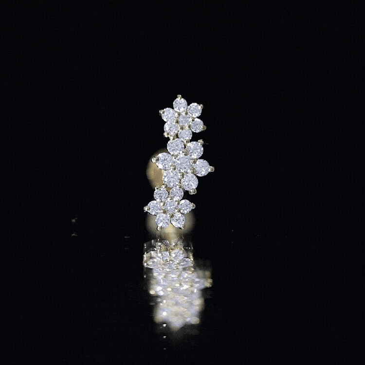 Certified Moissanite Flower Ear Crawler Earring for Women