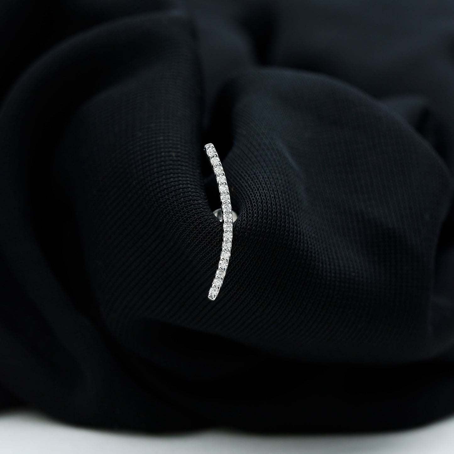 Certified Moissanite Curved Climber Earring for Her