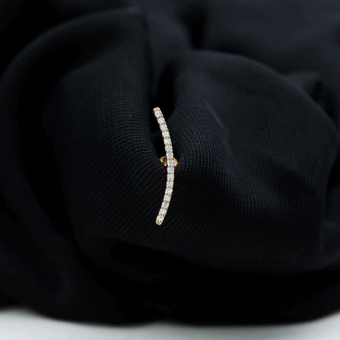 Certified Moissanite Curved Climber Earring for Her