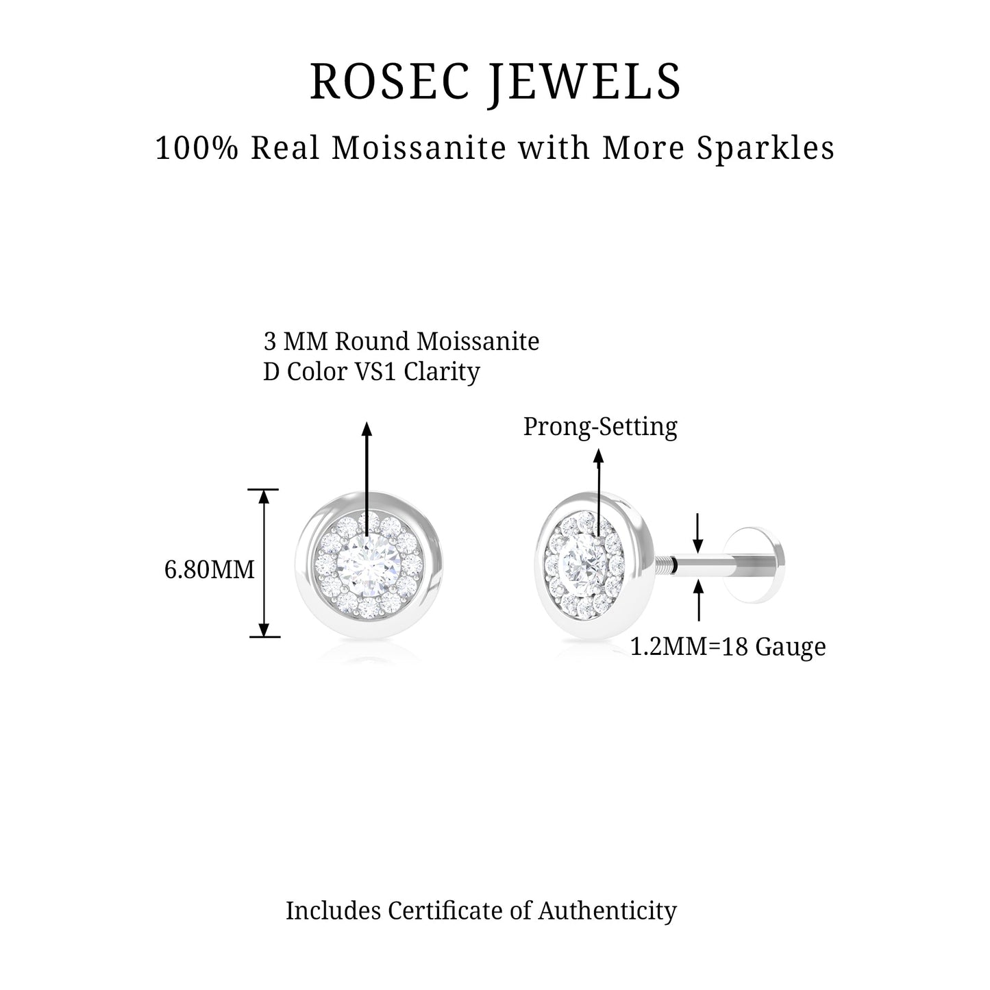 Moissanite Circle Geometric Cartilage Earring