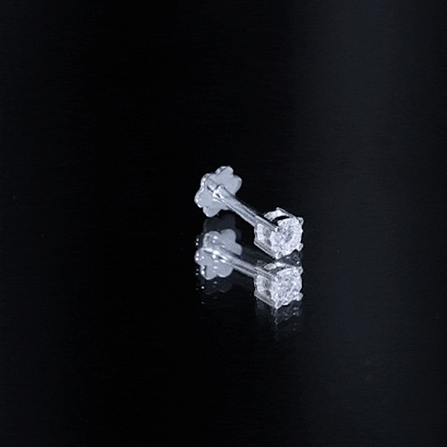 Dainty Round Moissanite Solitaire Tragus Earring
