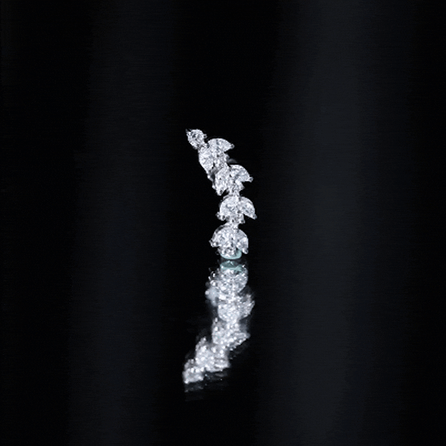Nature Inspired Diamond Leaf Crawler Helix Earring