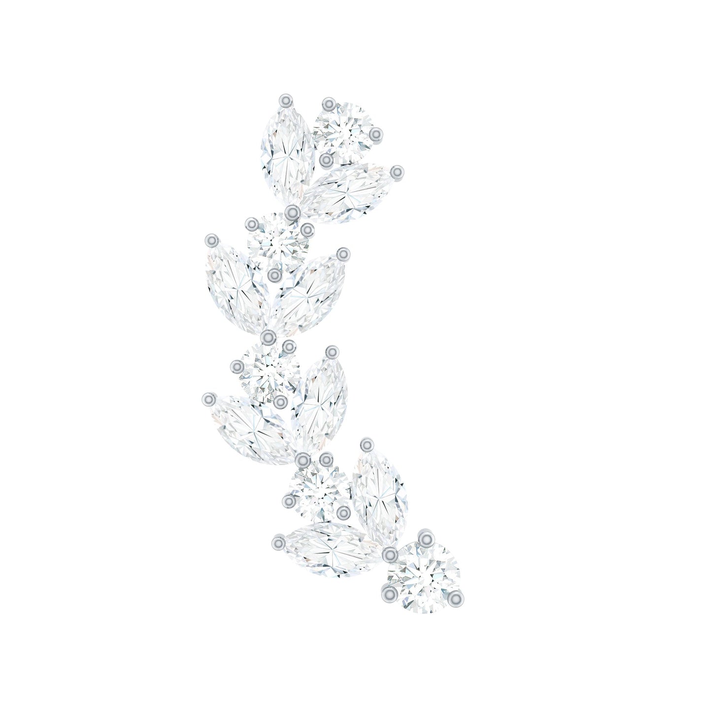 Nature Inspired Diamond Leaf Crawler Helix Earring