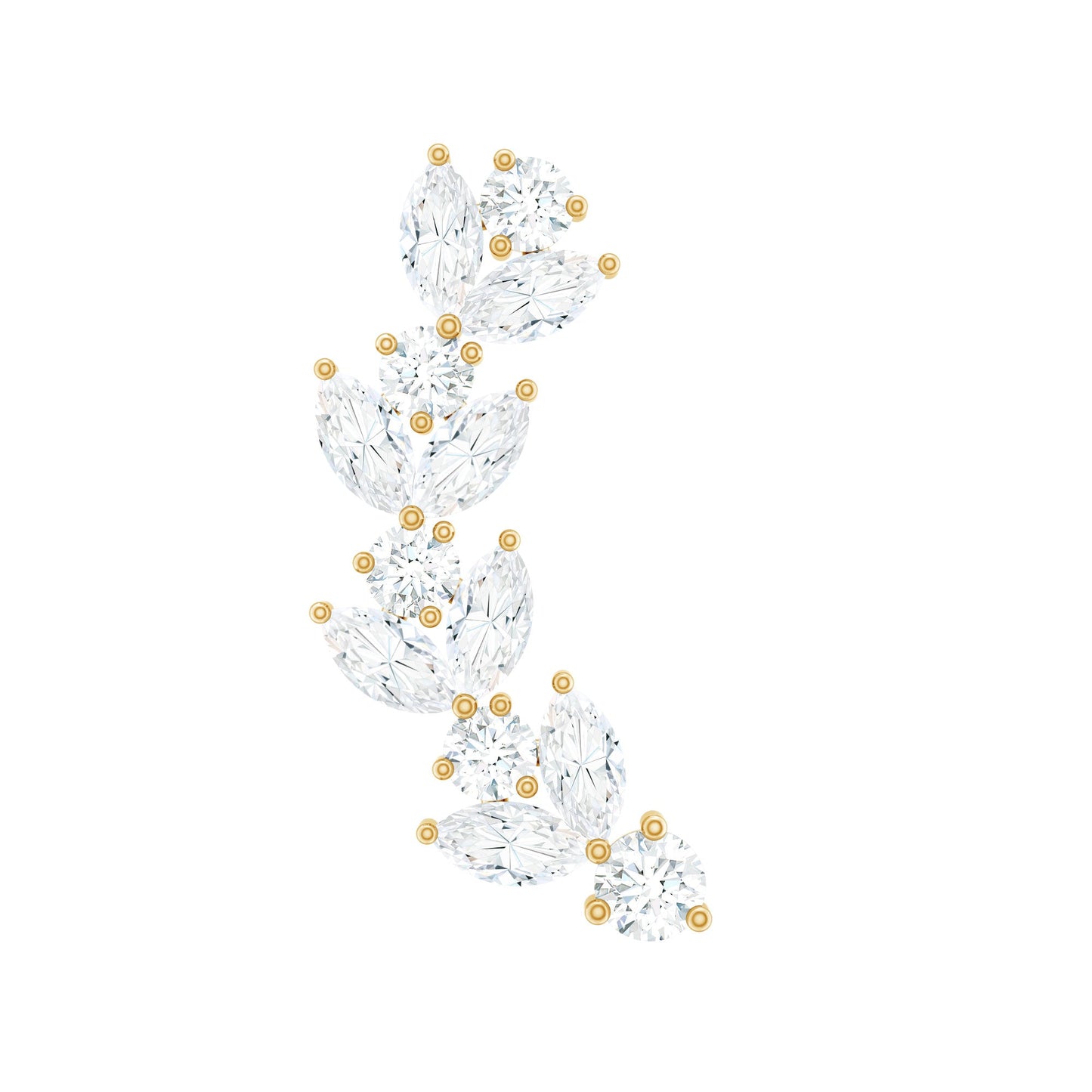 Nature Inspired Diamond Leaf Crawler Helix Earring