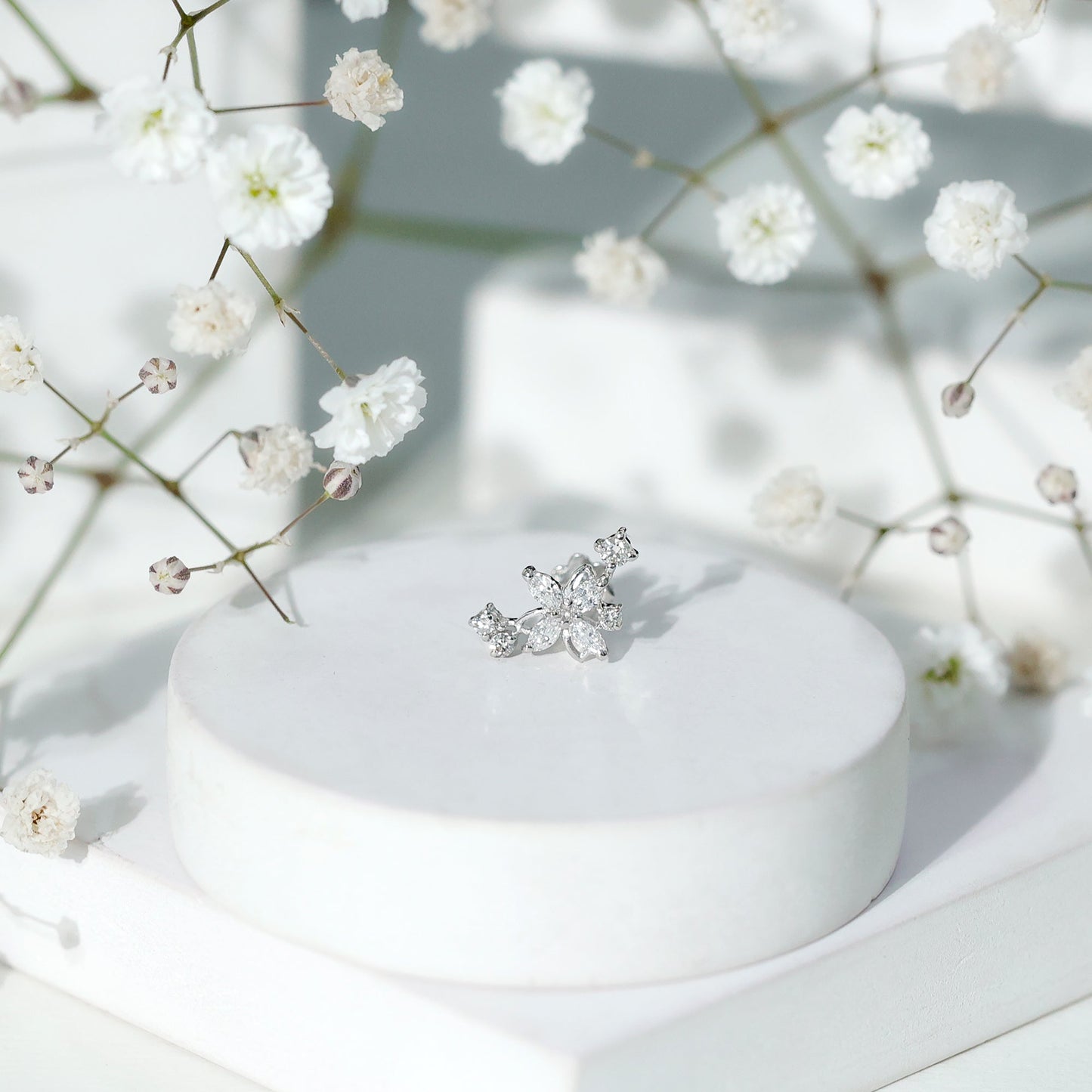 Diamond Flower Crawler Earring