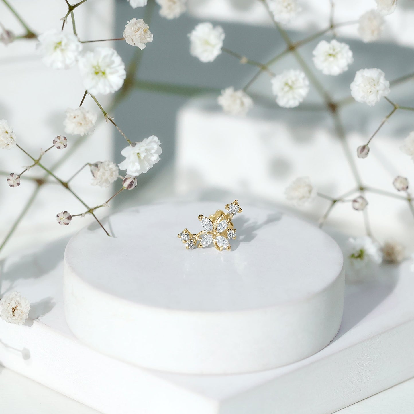 Diamond Flower Crawler Earring