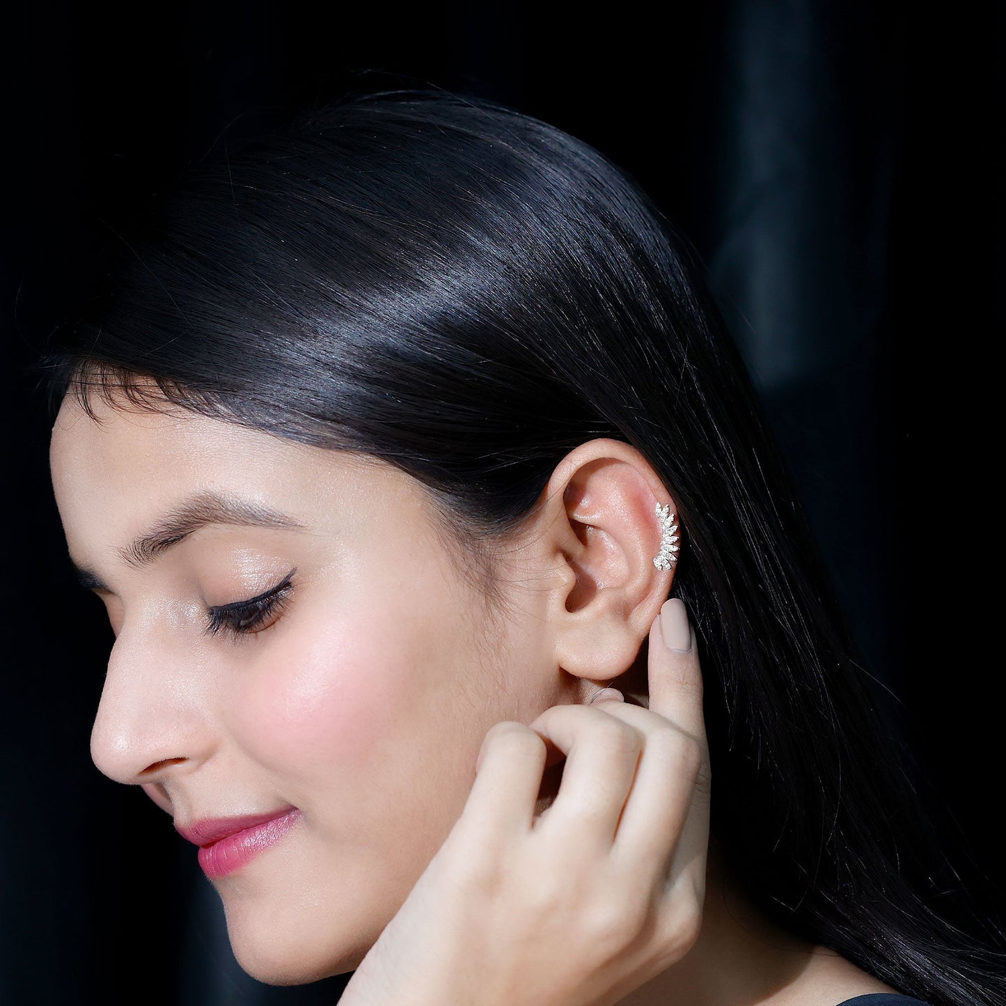 Diamond Wing Crawler Earring for Helix Piercing